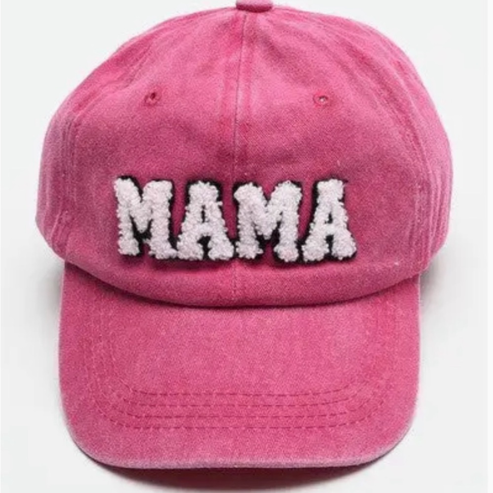 Washed Sherpa Pink 'MAMA' Baseball Cap